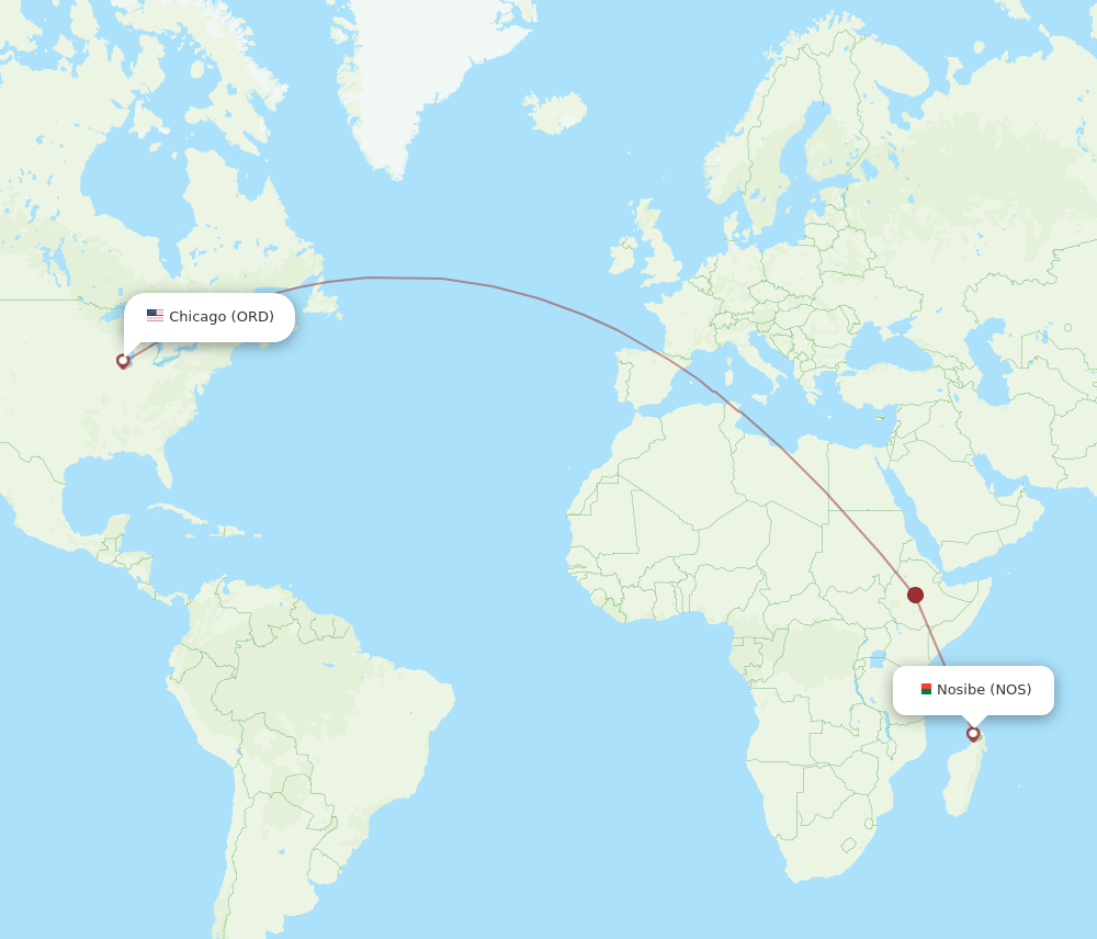 ORD-NOS flight routes
