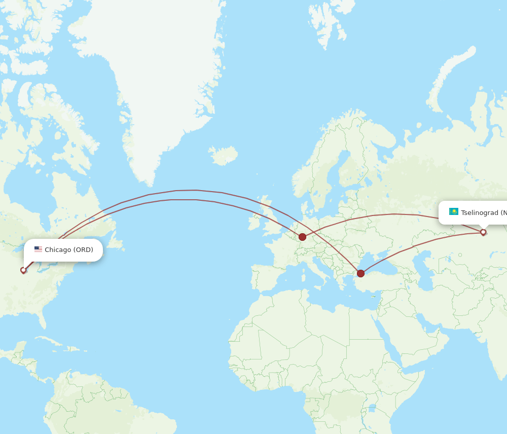 ORD-NQZ flight routes