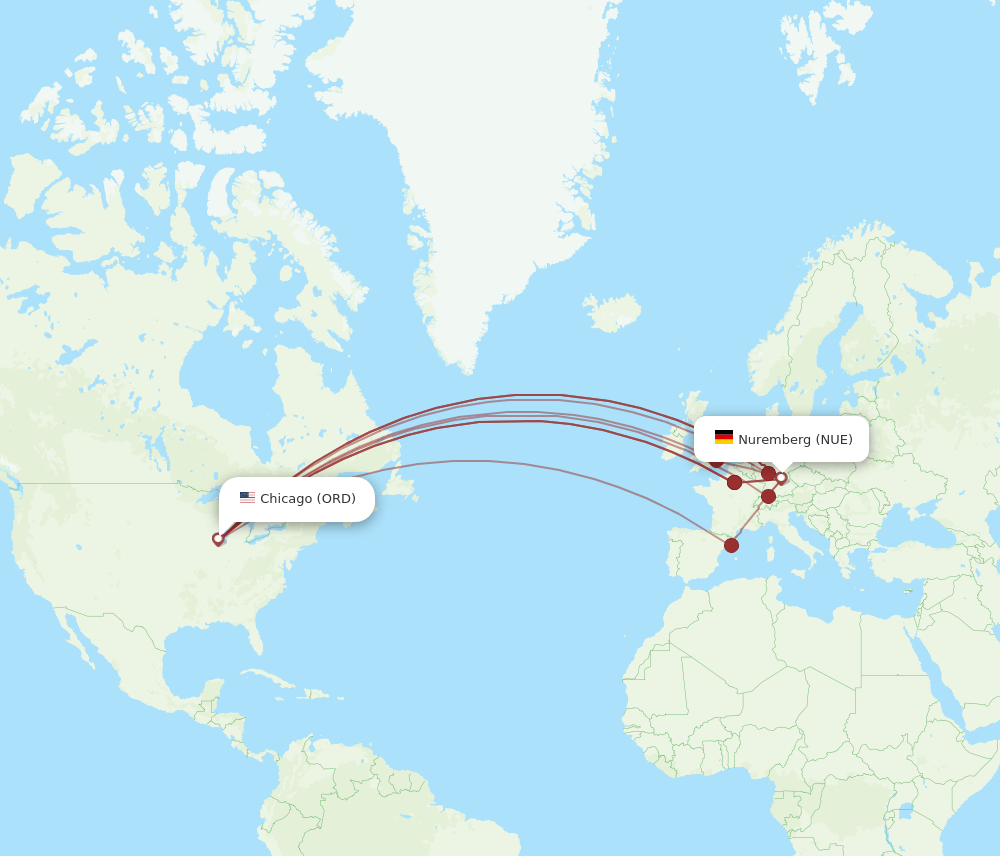 ORD-NUE flight routes