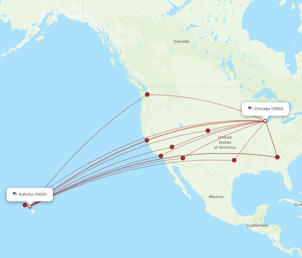 ORD-OGG flight routes