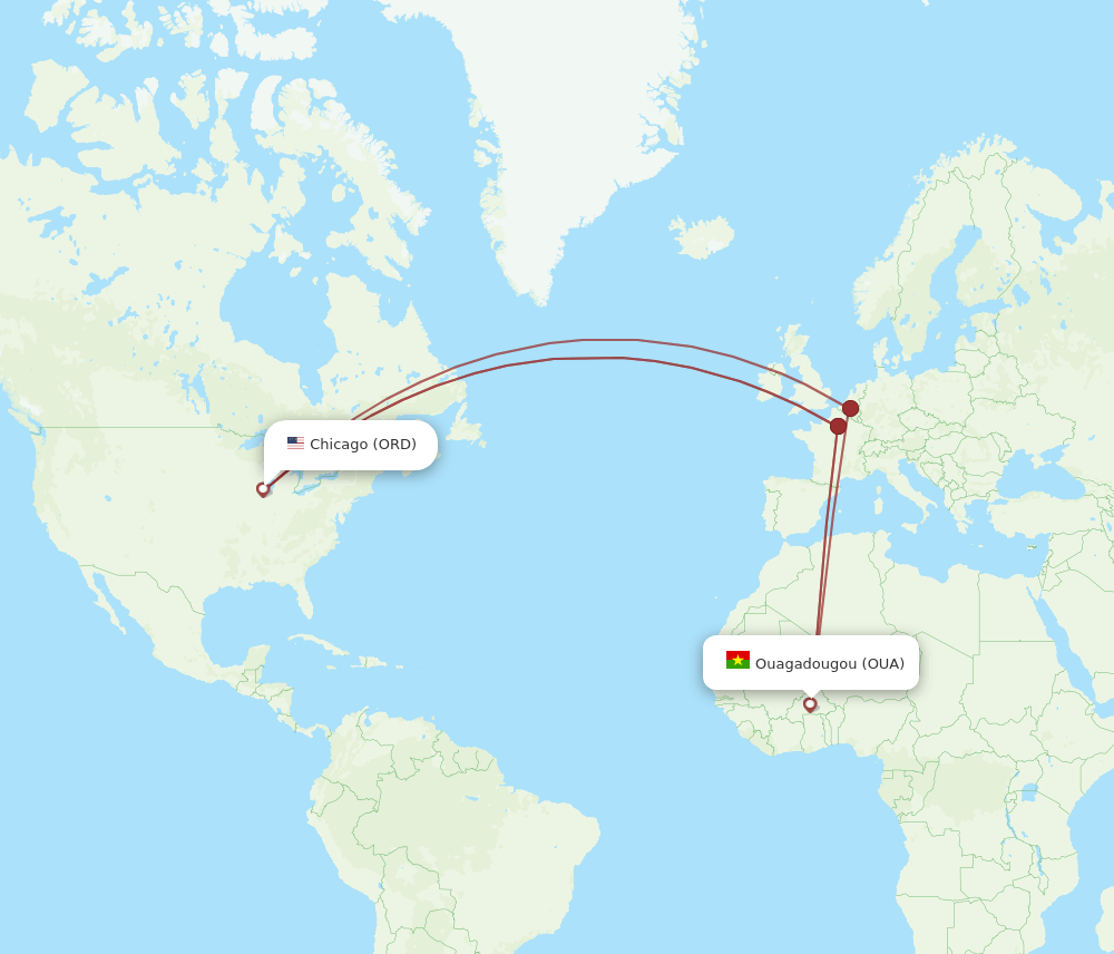 ORD-OUA flight routes