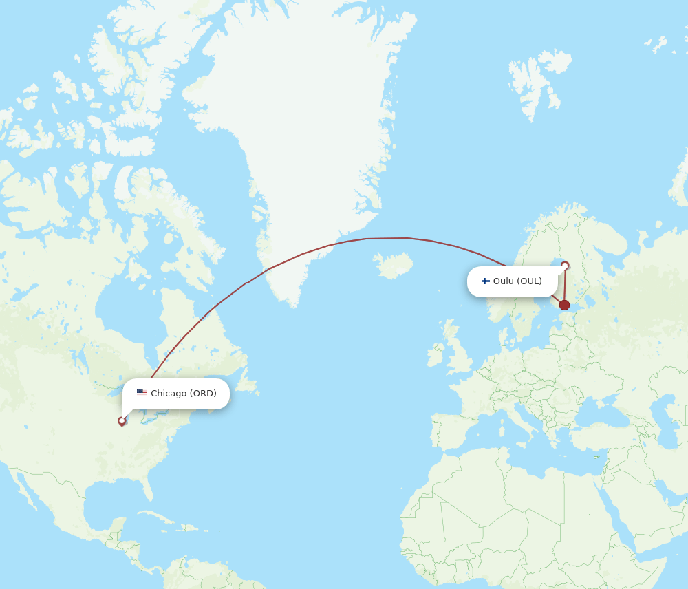 ORD-OUL flight routes