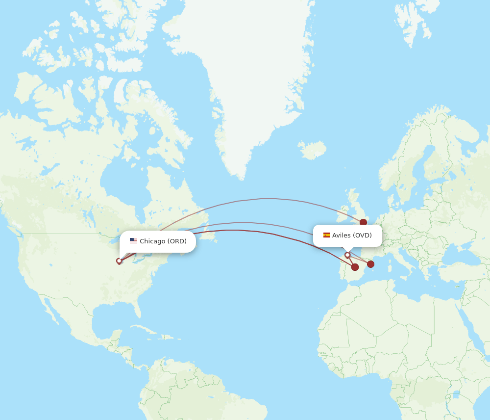 ORD-OVD flight routes