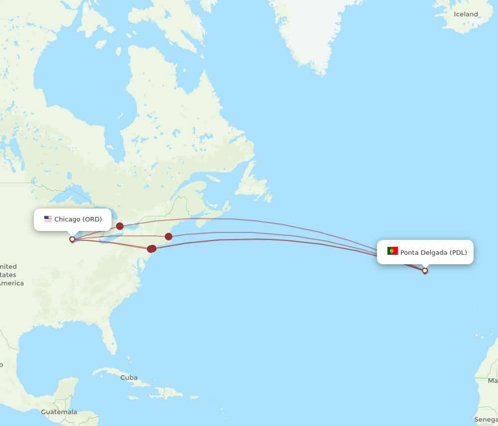 ORD-PDL flight routes