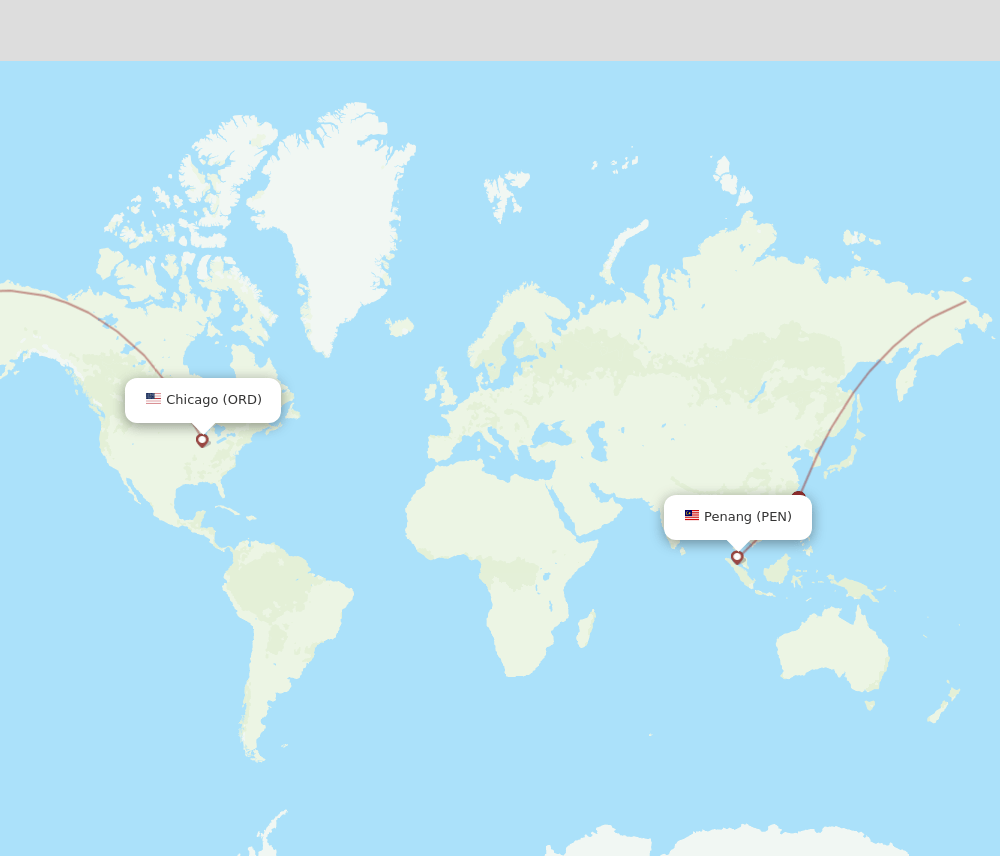 PEN to ORD flights and routes map