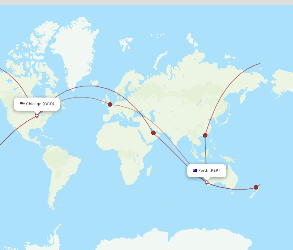 ORD-PER flight routes