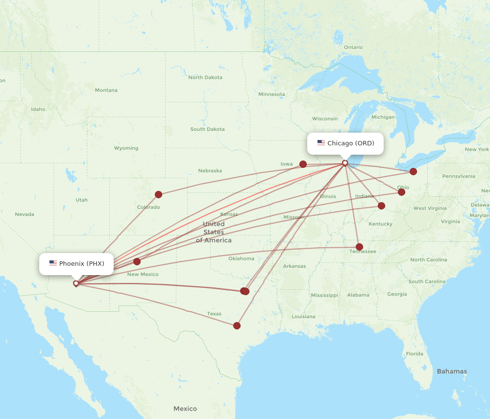 ORD-PHX flight routes
