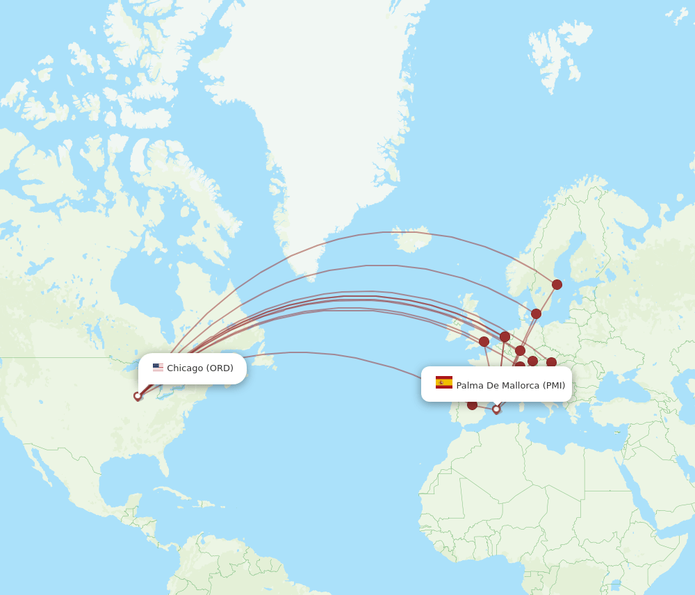 ORD-PMI flight routes