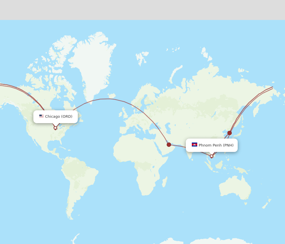 ORD-PNH flight routes