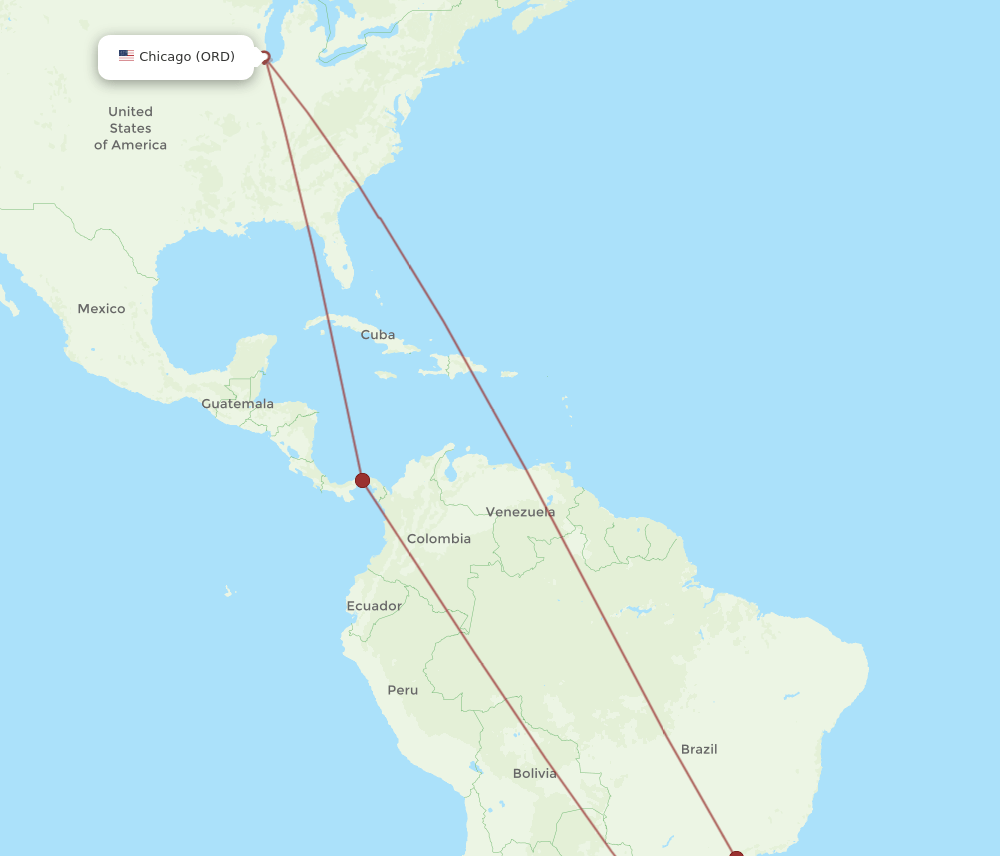 ORD-POA flight routes
