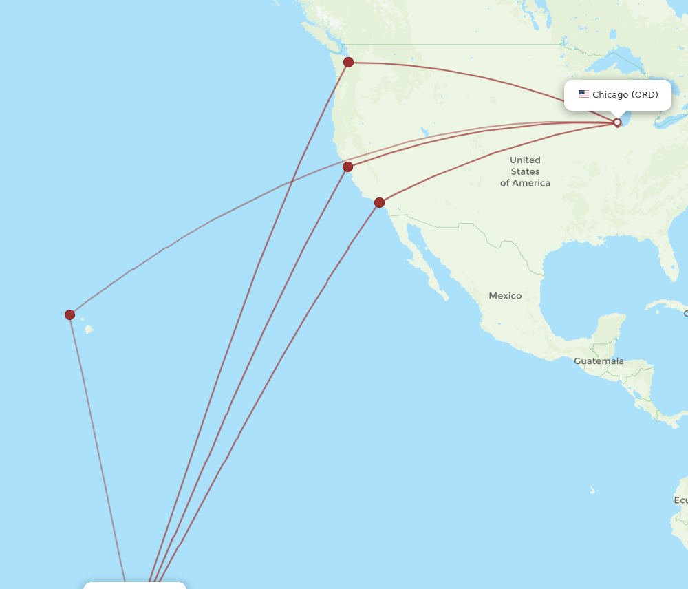 ORD-PPT flight routes