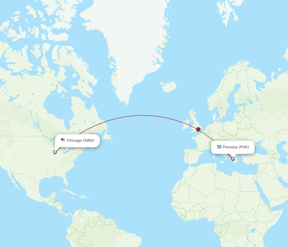 ORD-PVK flight routes