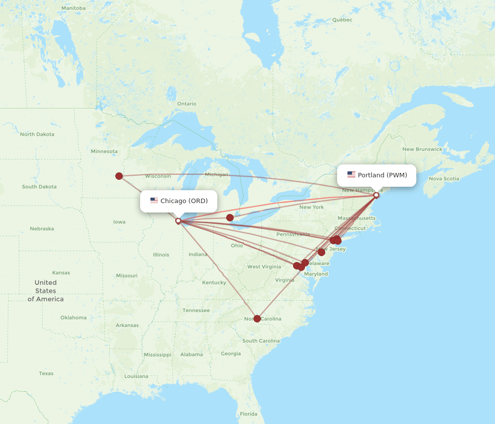 ORD-PWM flight routes