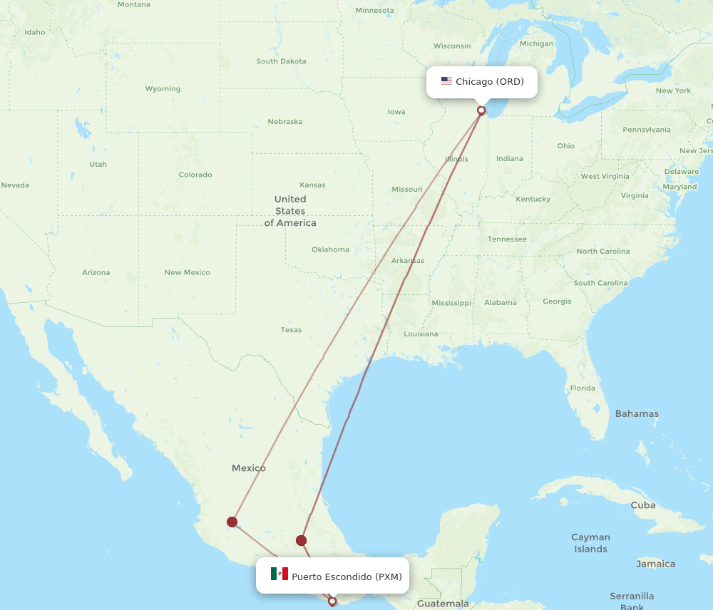 ORD-PXM flight routes