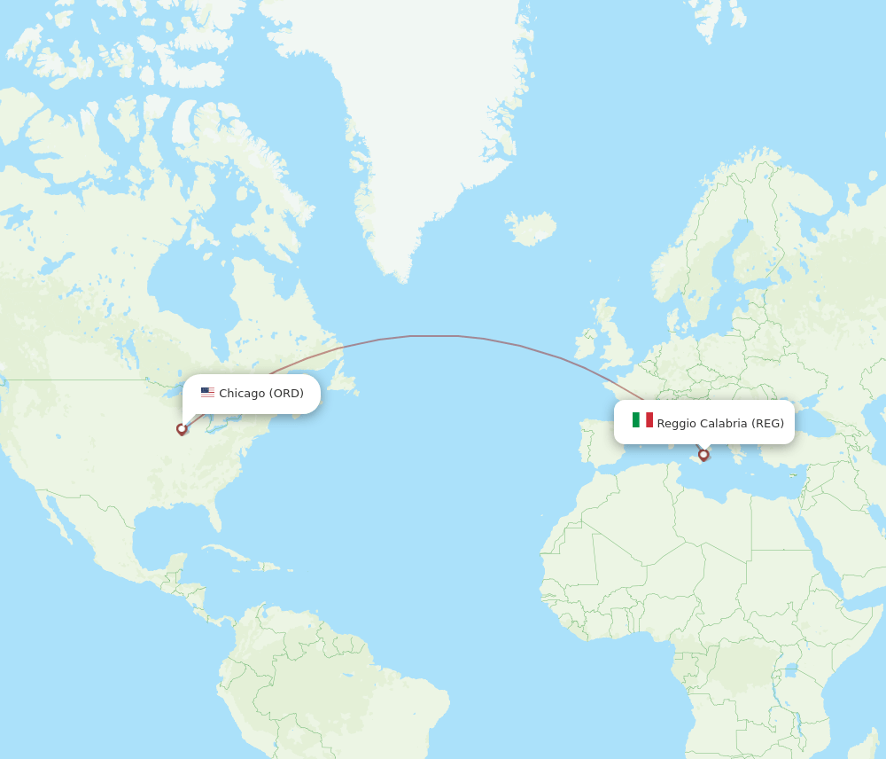 ORD to REG flights and routes map