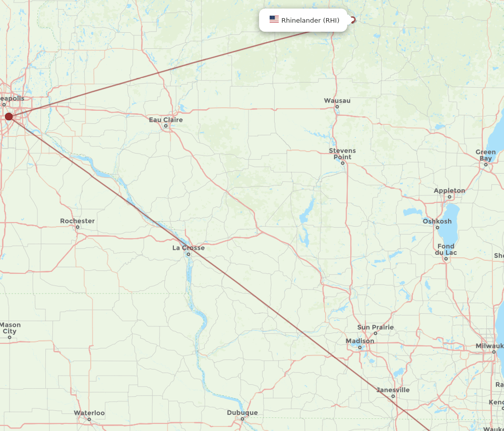ORD to RHI flights and routes map