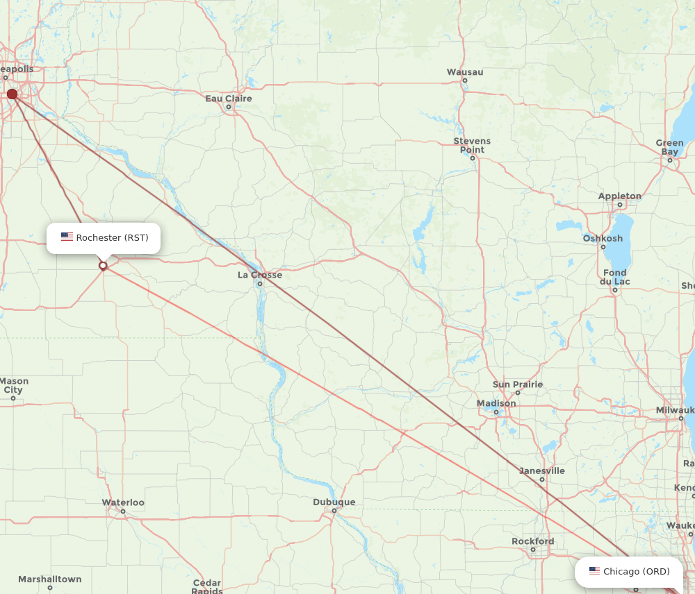 ORD-RST flight routes