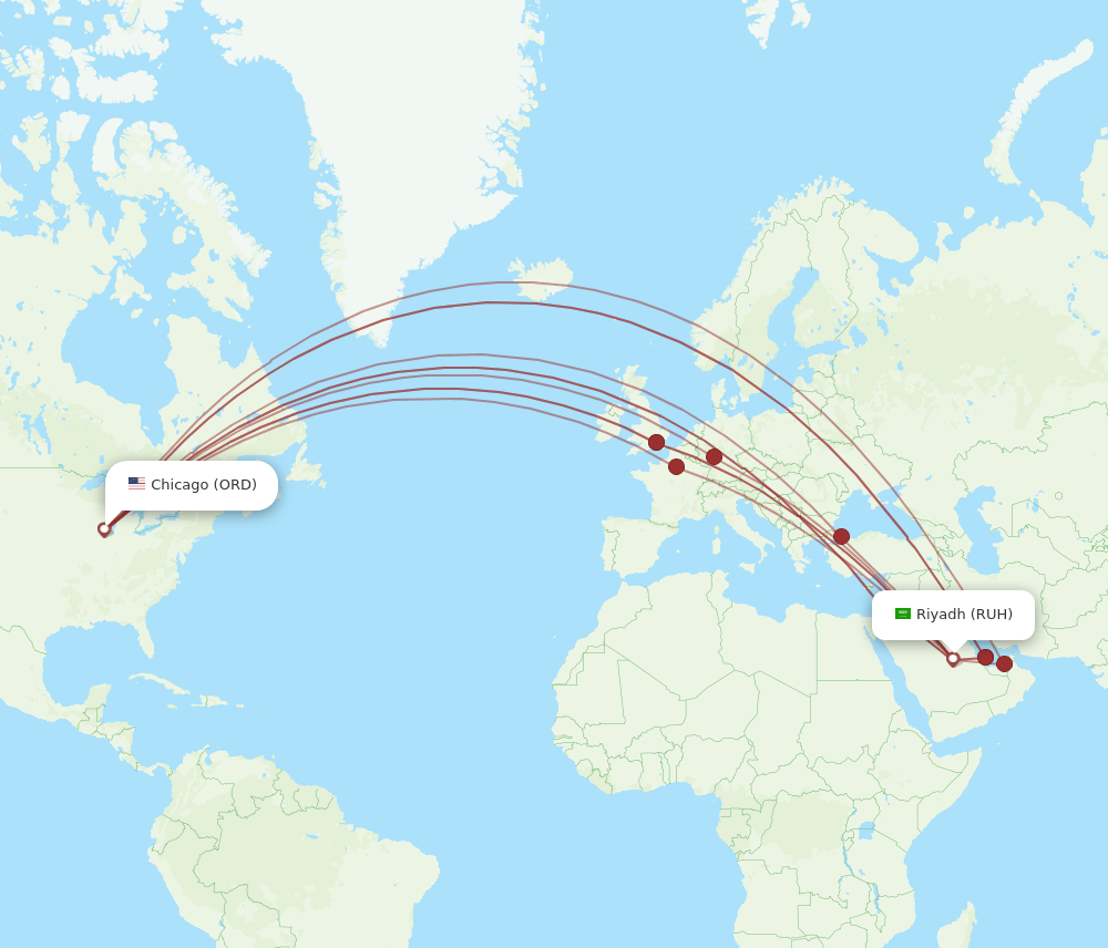 ORD-RUH flight routes