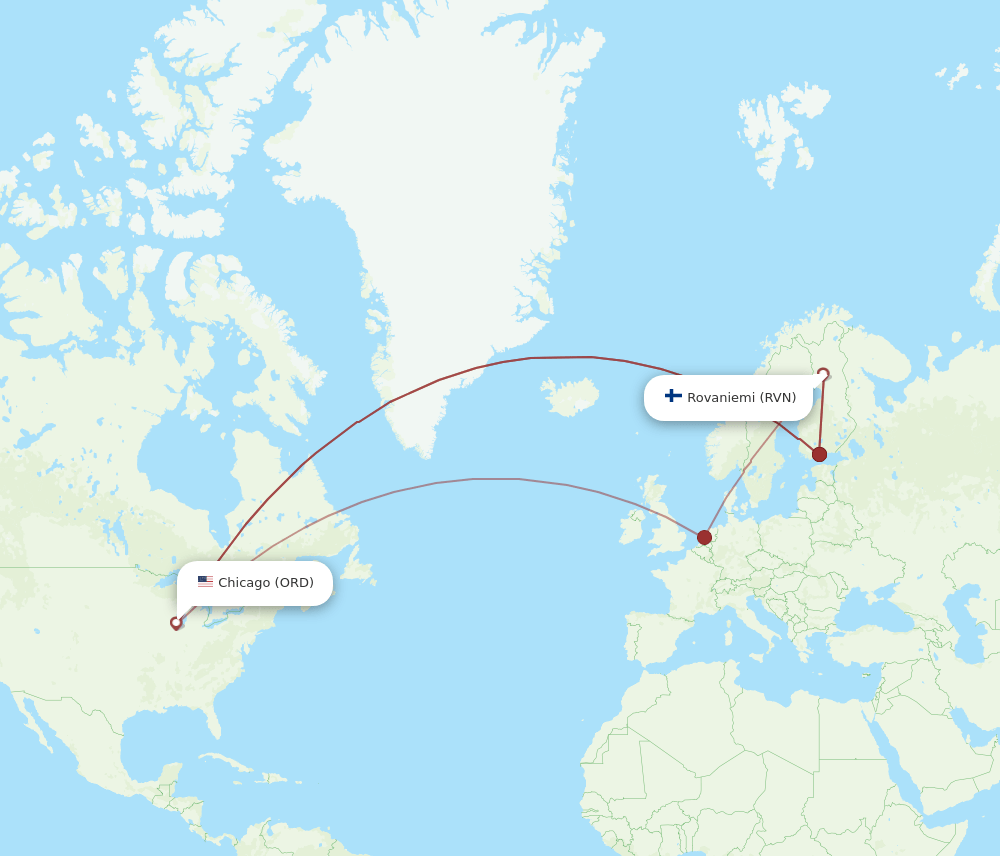 ORD to RVN flights and routes map