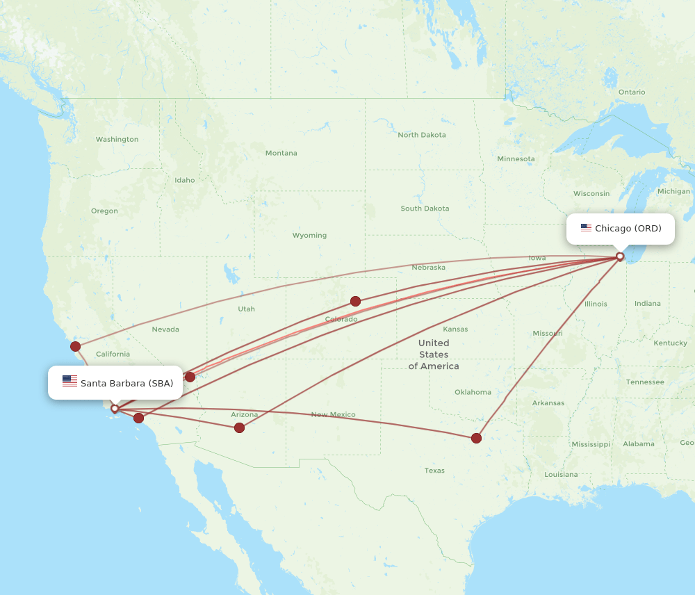 ORD-SBA flight routes