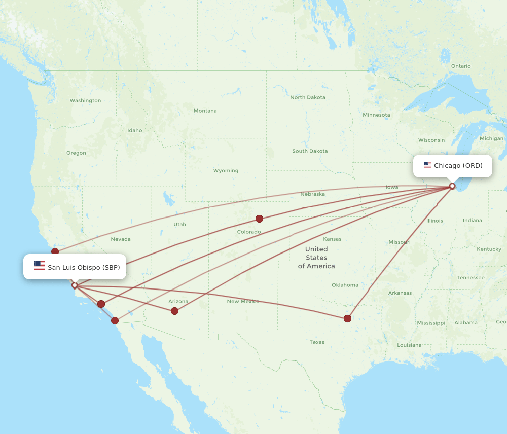 ORD-SBP flight routes