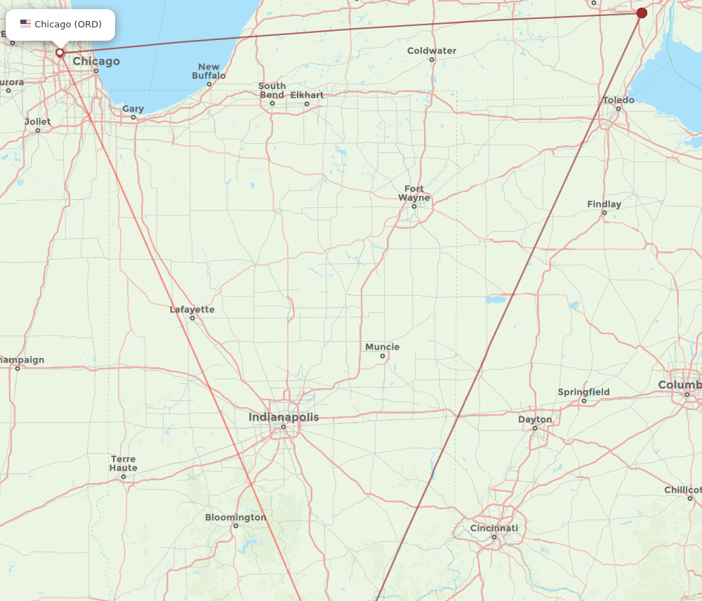 ORD-SDF flight routes