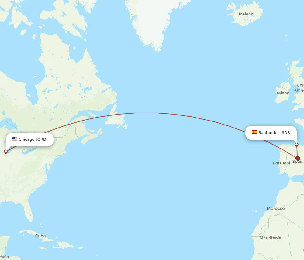 ORD-SDR flight routes