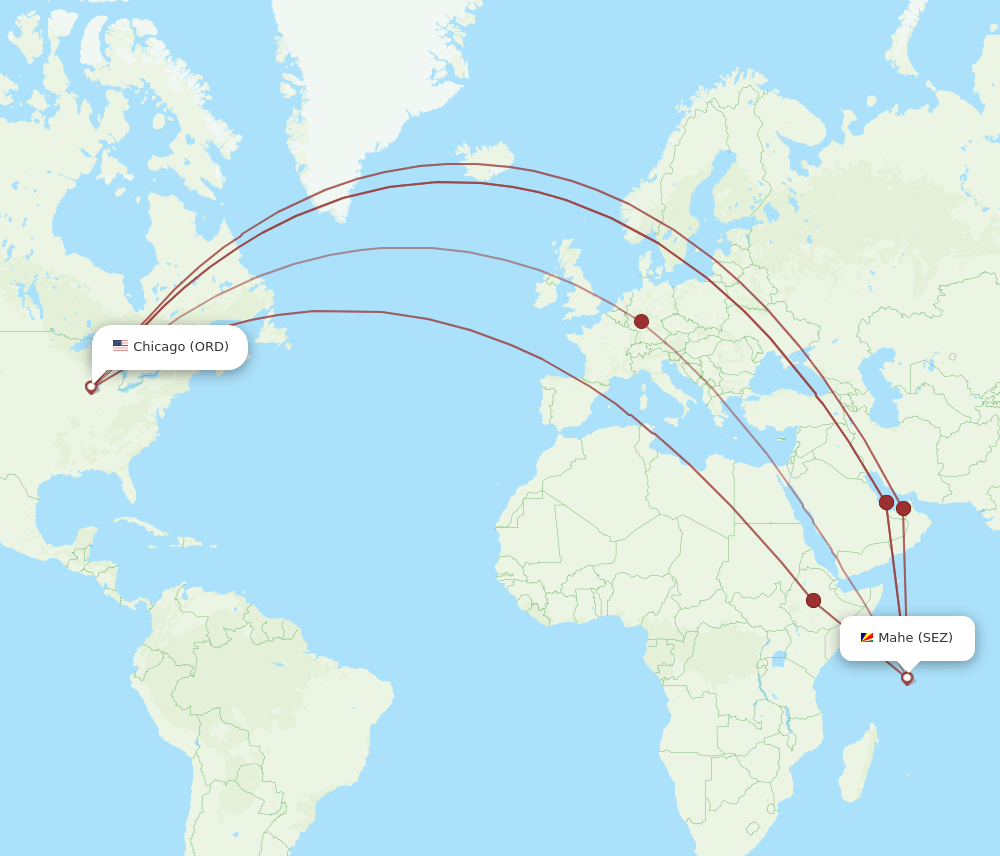 ORD-SEZ flight routes