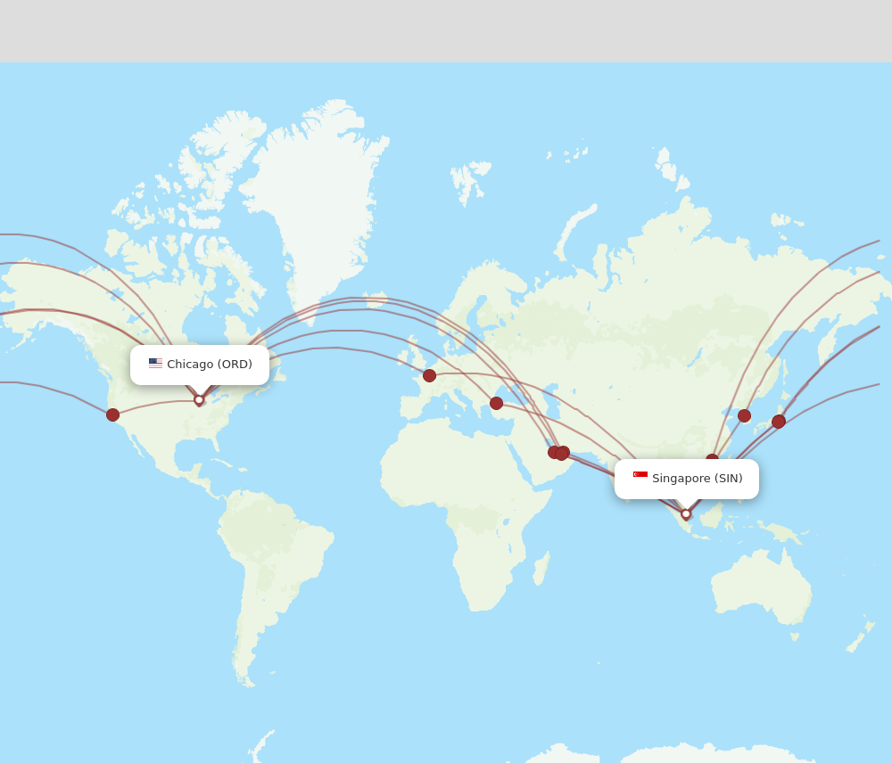 ORD to SIN flights and routes map