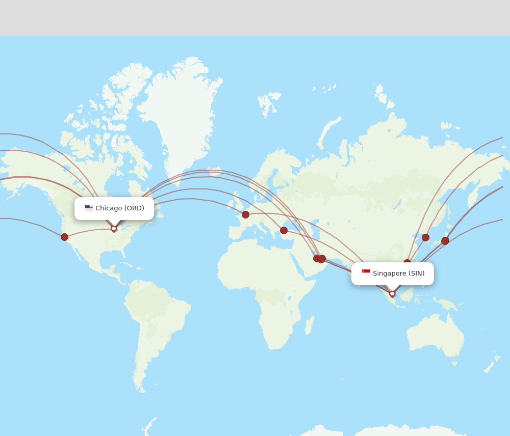 ORD-SIN flight routes