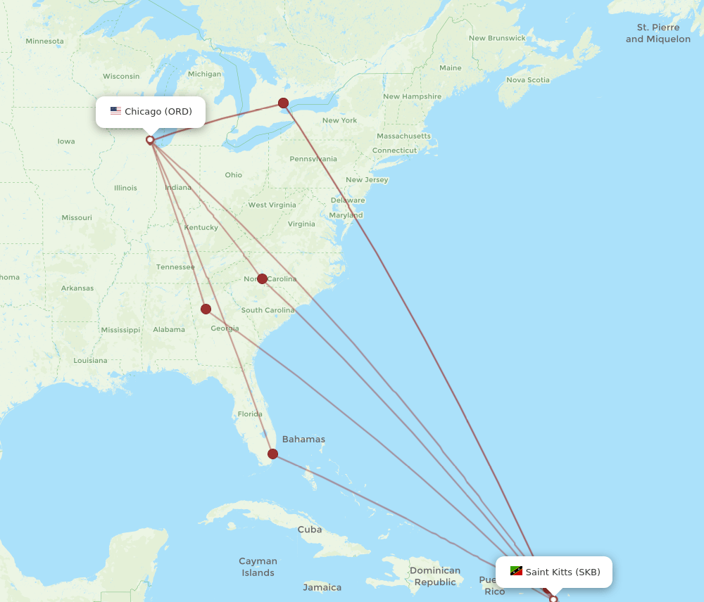 ORD-SKB flight routes
