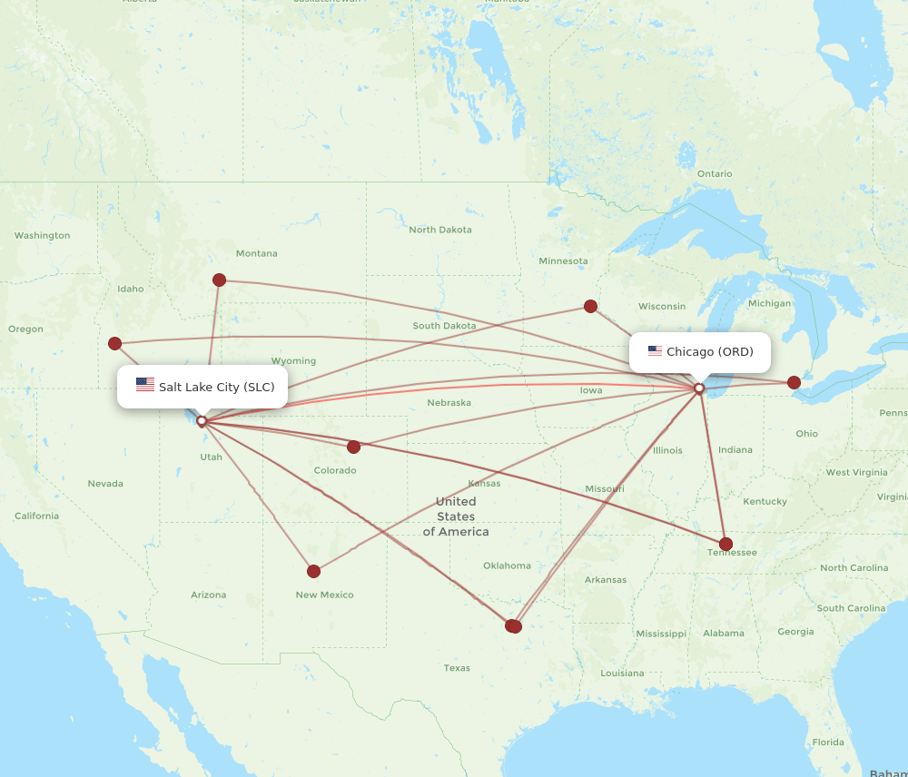 ORD-SLC flight routes