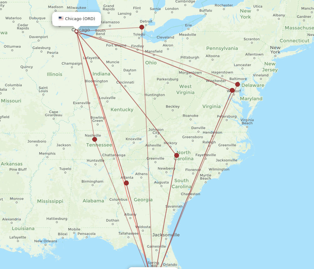 ORD-SRQ flight routes