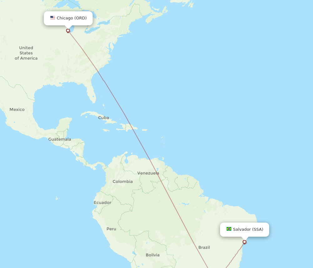 ORD-SSA flight routes