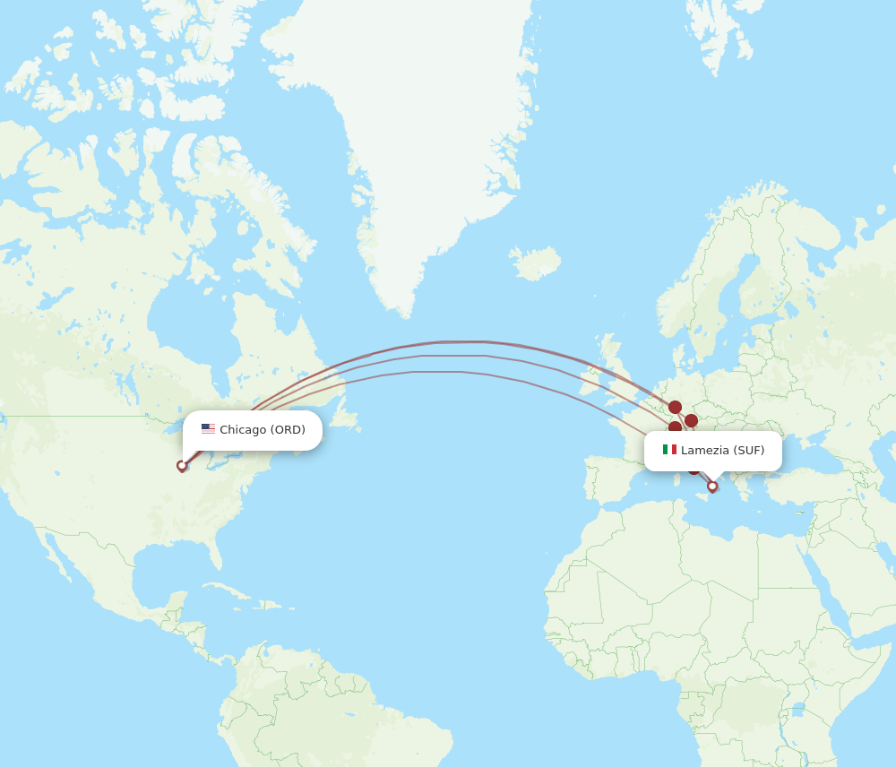 ORD-SUF flight routes