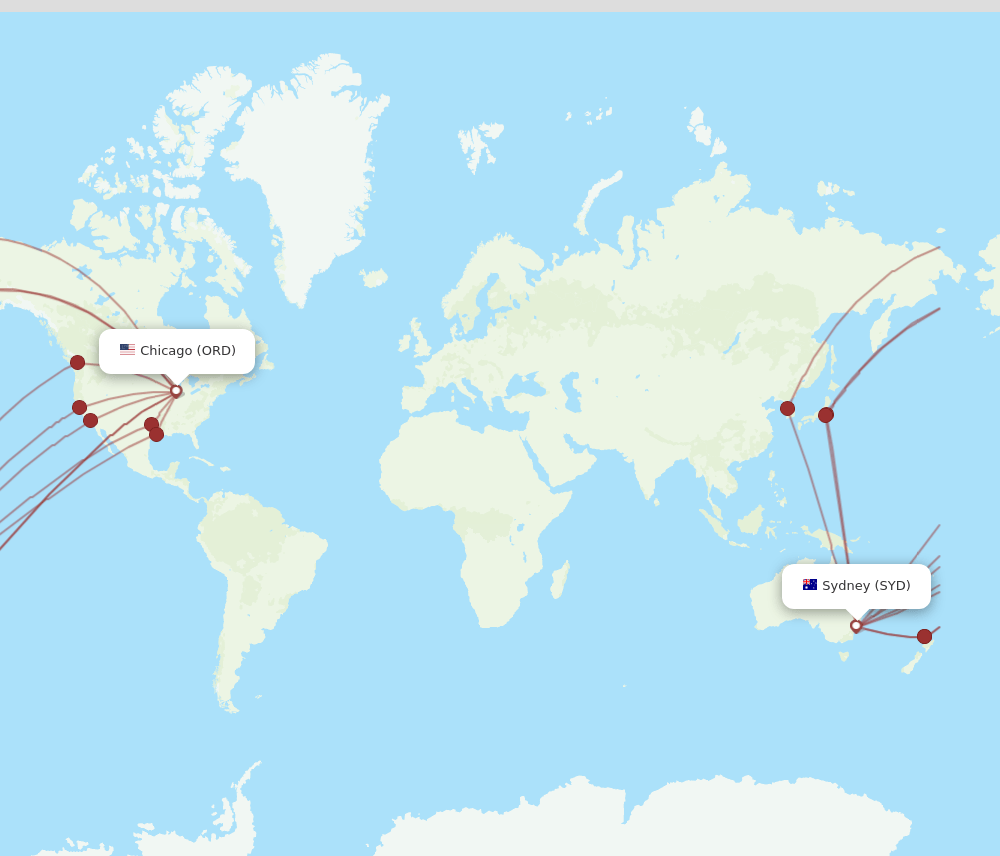 ORD-SYD flight routes