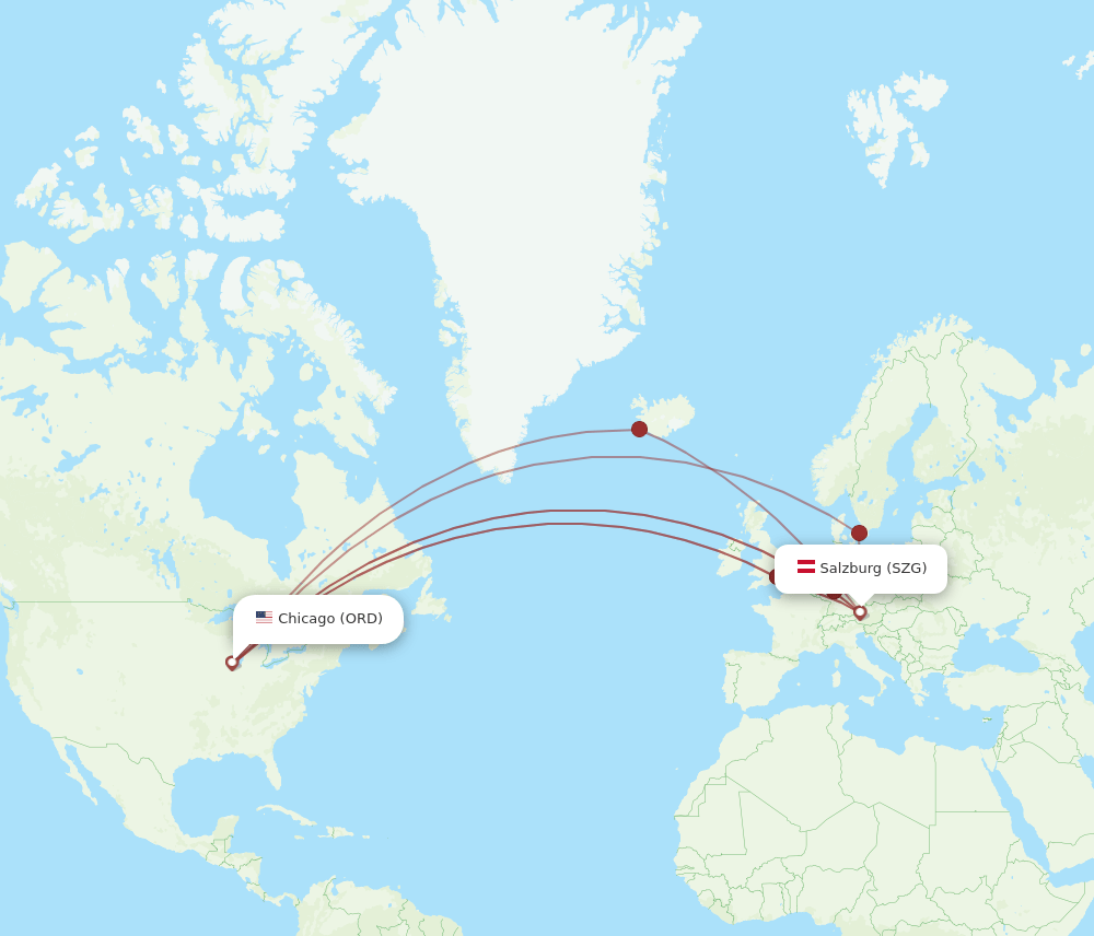 ORD to SZG flights and routes map