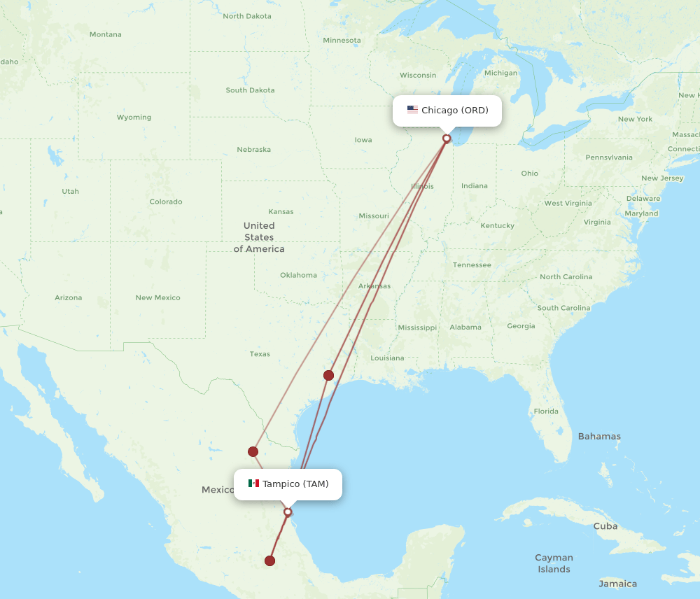 ORD-TAM flight routes