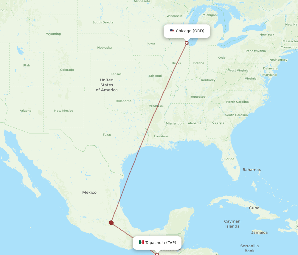 ORD-TAP flight routes