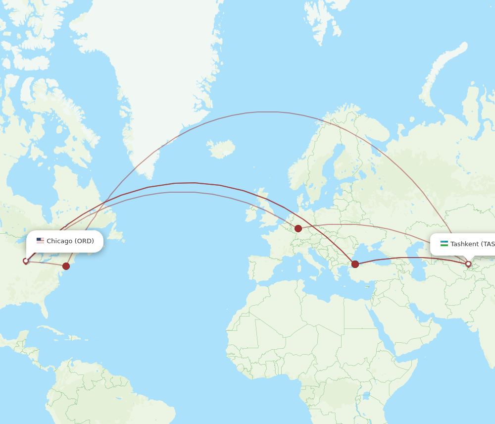 ORD-TAS flight routes