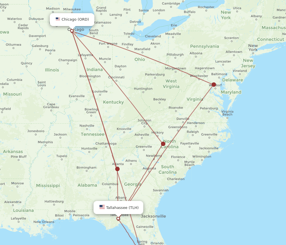 ORD-TLH flight routes