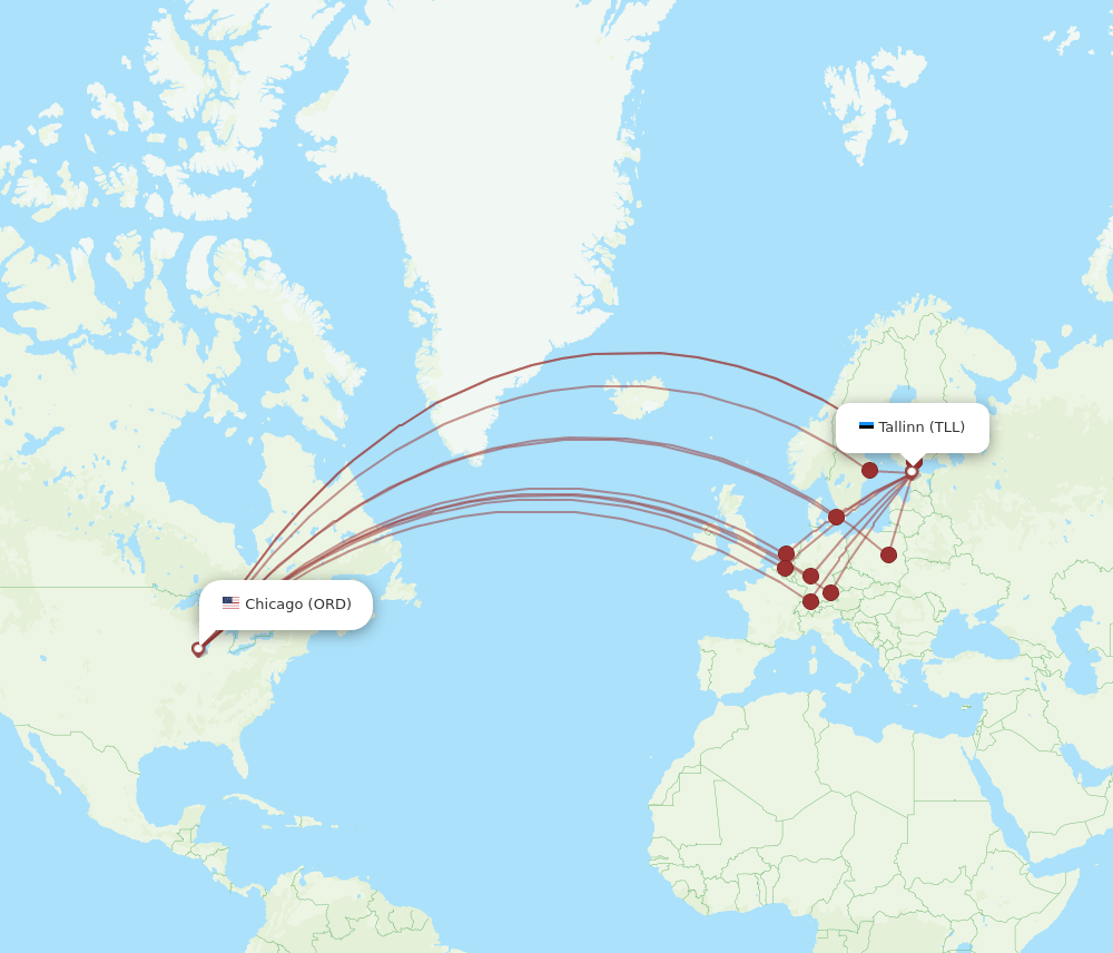 ORD-TLL flight routes