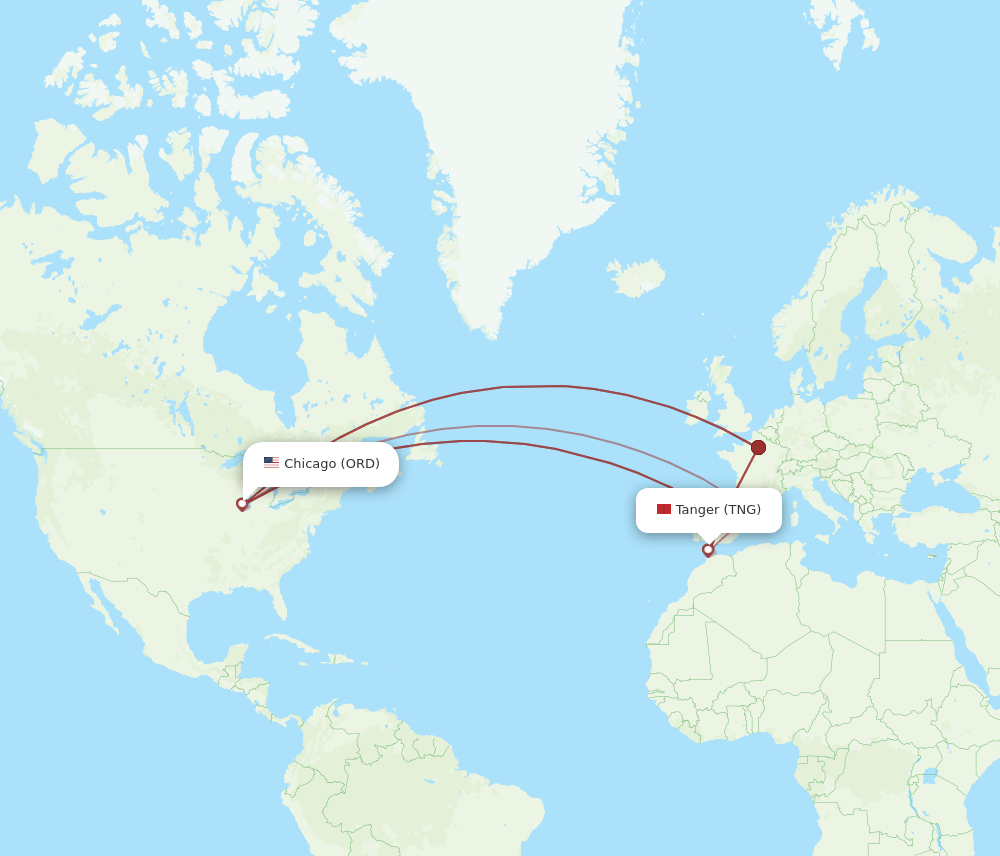 ORD-TNG flight routes