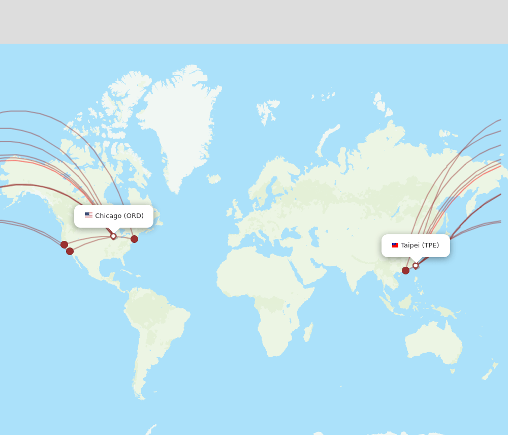 ORD to TPE flights and routes map