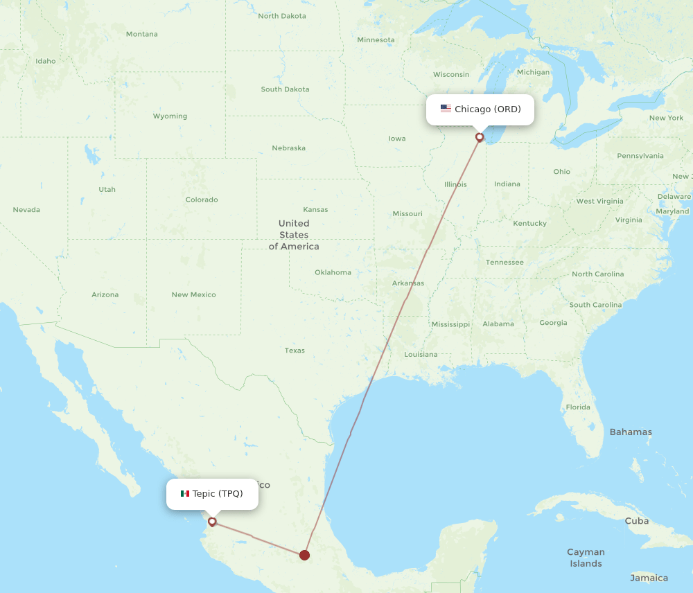ORD-TPQ flight routes