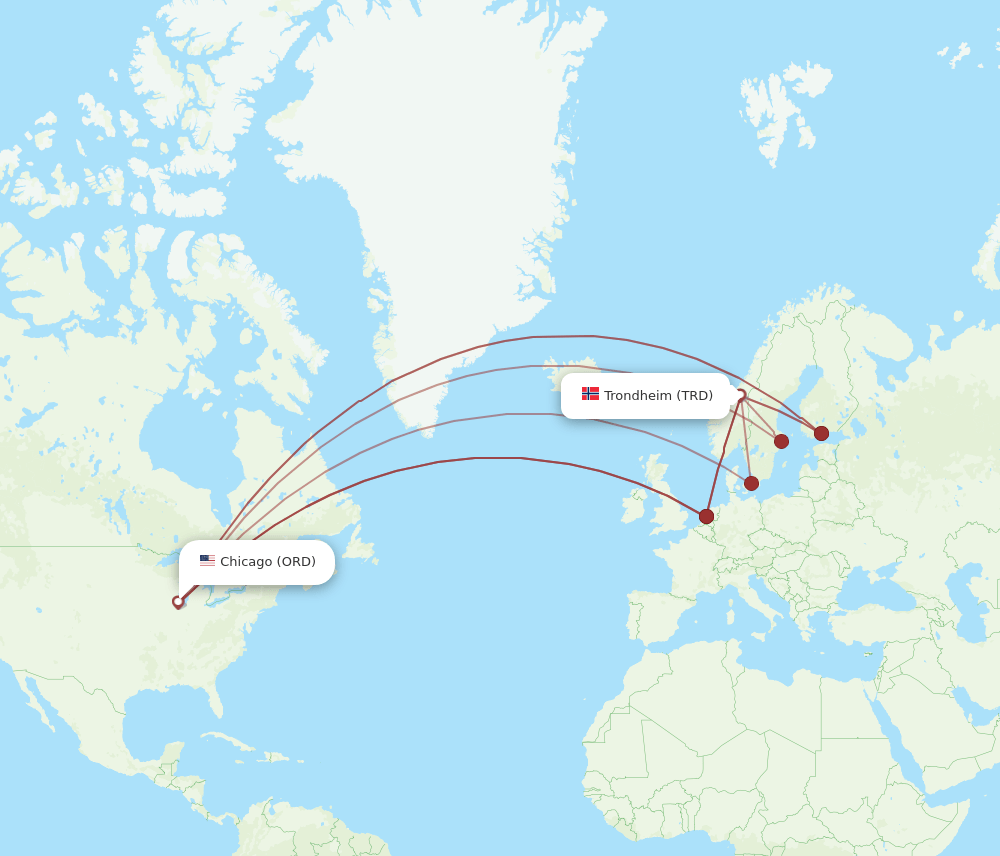 ORD-TRD flight routes