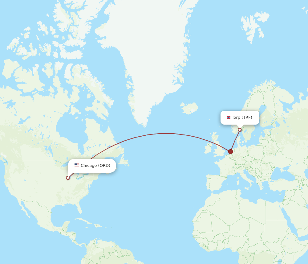 ORD-TRF flight routes