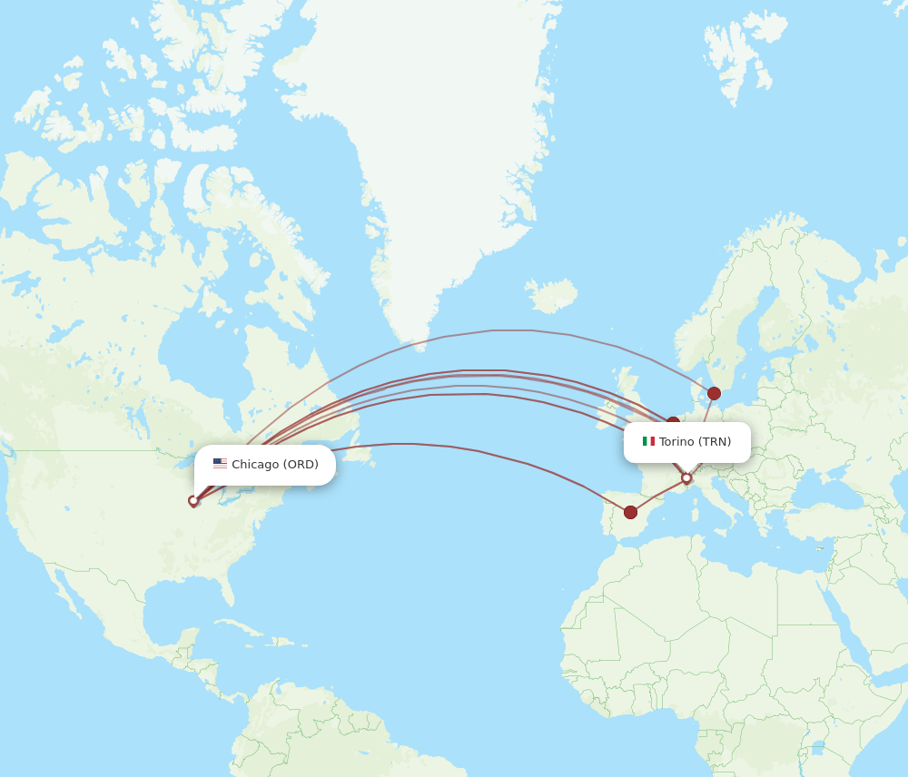 ORD to TRN flights and routes map