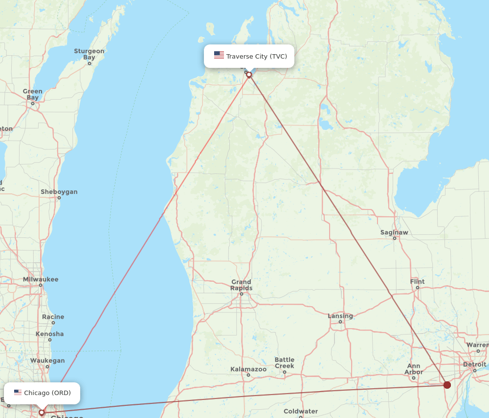 ORD-TVC flight routes