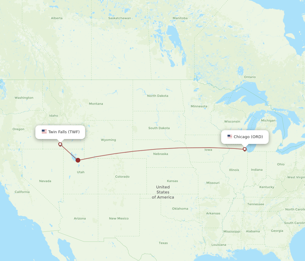 ORD-TWF flight routes